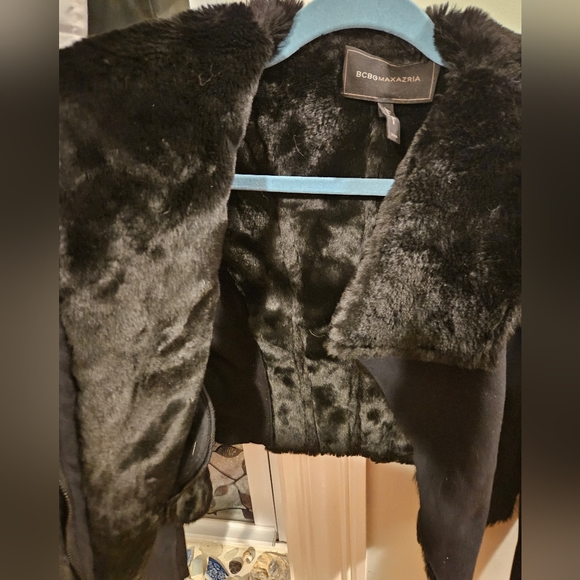 Black, suede, fur cropped jacket - Picture 3 of 4